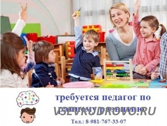 В детский центр "Считай в уме" Кудрово требуется педагог по раннему развитию В детский центр "Считай в уме" Кудрово требуется педагог по раннему развитию